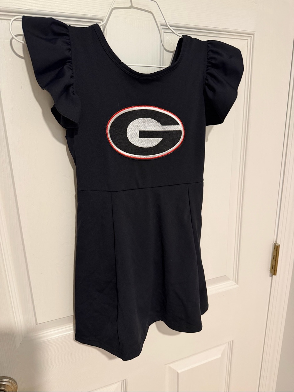 University G Logo Black Girls' Ruffle Sleeve Dress